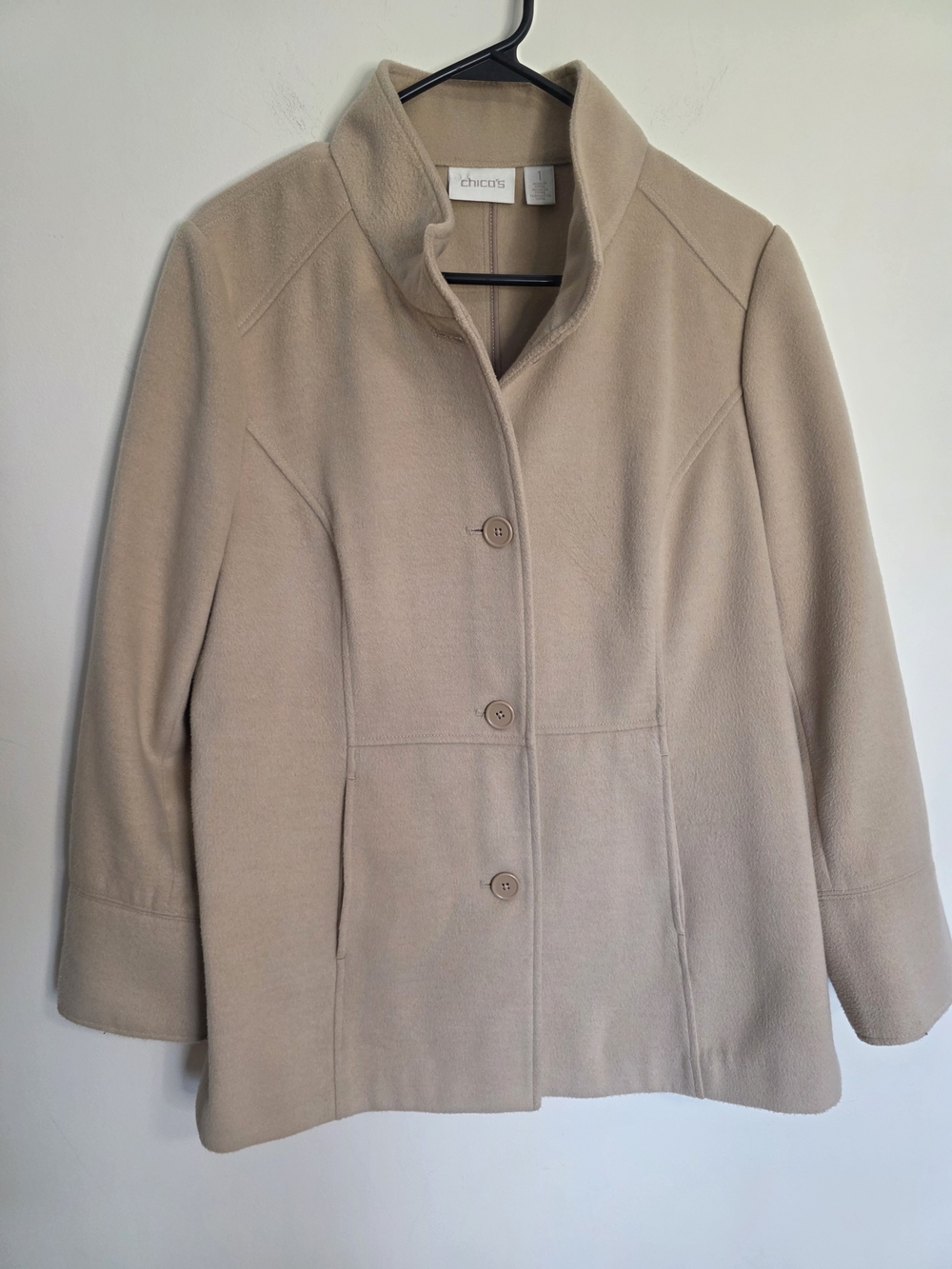 Chico's Women's Beige Button-Front Pea Coat